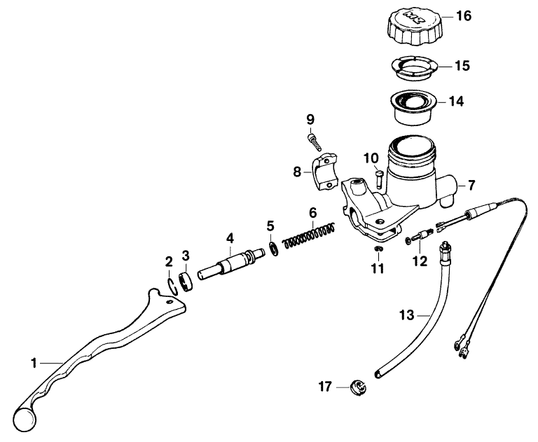 Ersatzteilkatalog Fahrgestell Bremsen Hauptbremszylinder Bremsbettigung MZ ETZ 125/150