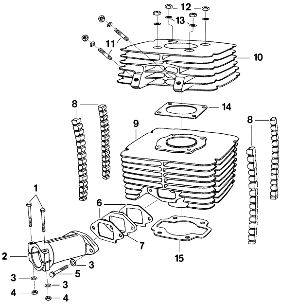 Ersatzteilkatalog Motor Zylinder Zylinderkopf Anschlussflansch MZ ETZ 250