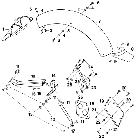 Ersatzteilkatalog Kotflgel Schutzblech Schmutzschutz Kennzeichenhalter hinten Hinterradkotflge MZ ETZ 250