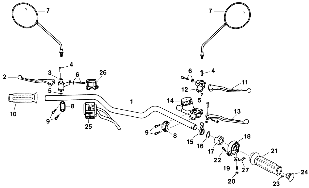 Lenker Lenkerrohr Handhebel Drehrgiff Spiegel MZ ETZ 250